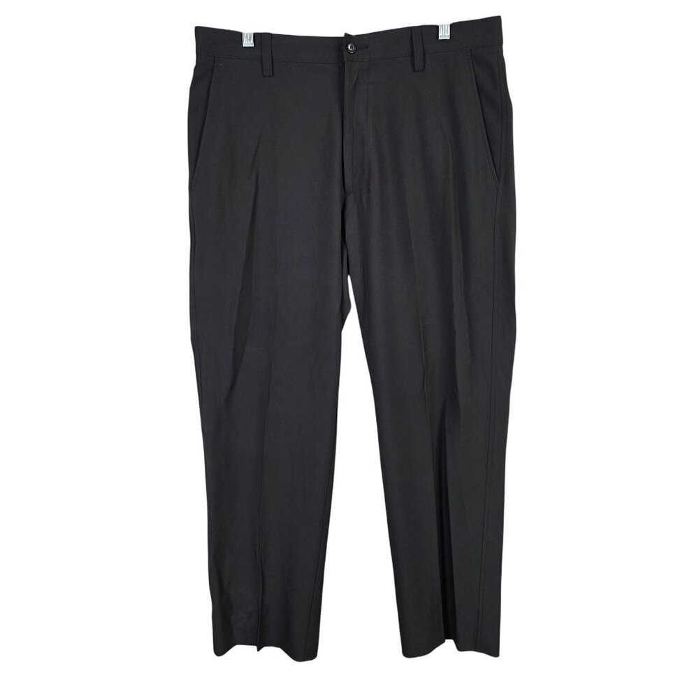 Mens Foot Joy Black Flat Front Golf Pants Polyester Spandex Stretch Size 34X30